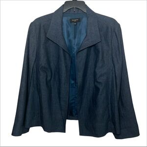 Talbots Women’s Plus 24W Linen Denim Blue Lightweight Jacket Blazer Layering